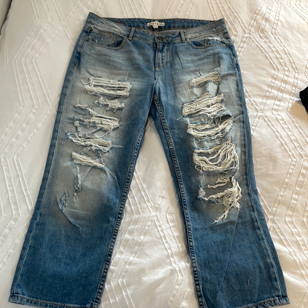 Alice + Olivia Ripped Denim